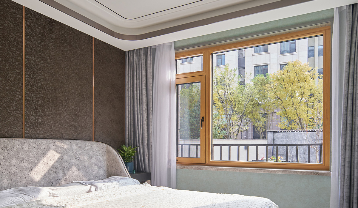 森鹰春天裡被動式鋁包木內開窗P135IW 藍鯨隔音門窗台灣獨家代理