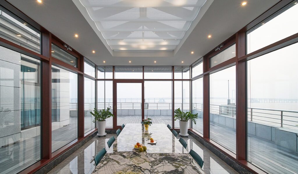 森鷹Scw60帷幕牆系統-大連濱海西路-德國系統Steinbach玻璃屋-台灣藍鯨隔音門窗總代理