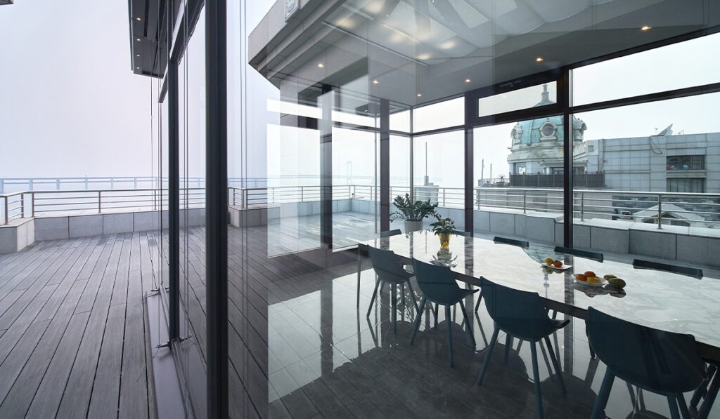 森鷹Scw60帷幕牆系統-大連濱海西路-德國系統Steinbach玻璃屋-台灣藍鯨隔音門窗總代理